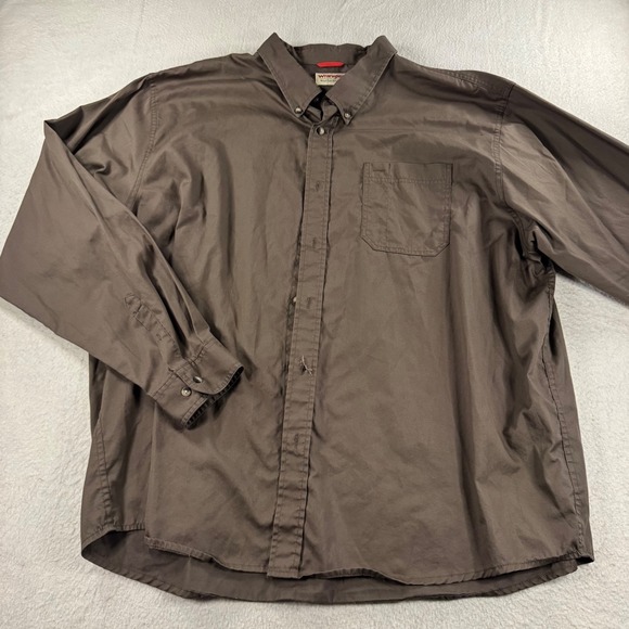 Wrangler Authentic's Men's 3XL Brown Long Sleeve Button Down Shirt Casual - Picture 1 of 9